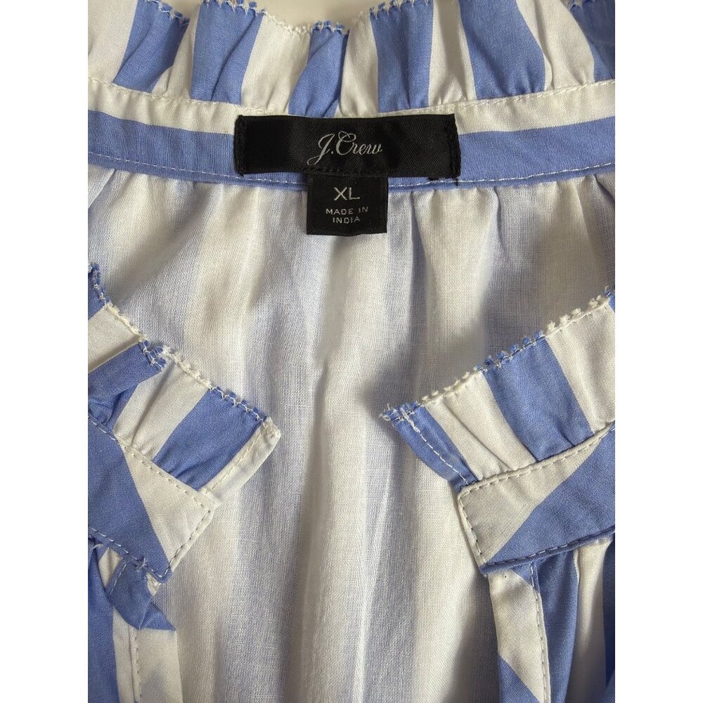 J.Crew Striped Tiered Cotton Dress XL Blue & White - Picture 14 of 16